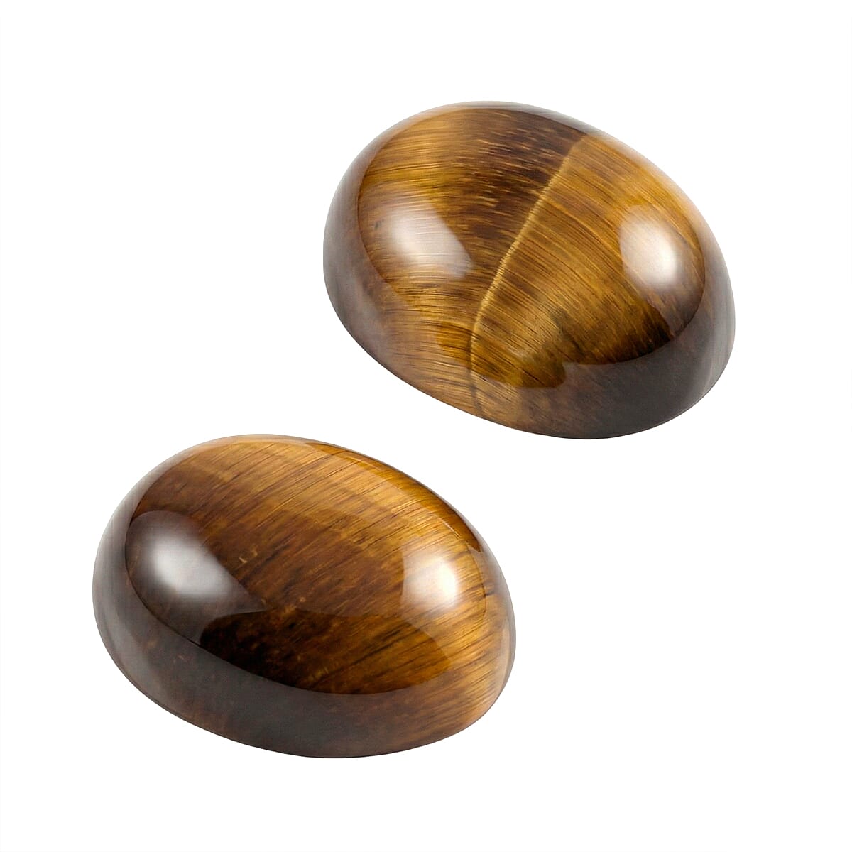 Set Of 2 Tigers Eye Oval Cut Cut 9X7 mm Gemstone, 3.34 Ct
