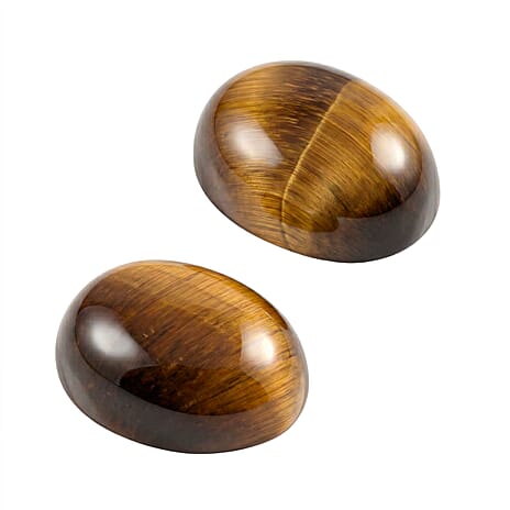 Set Of 2 Tigers Eye Oval Cut Cut 9X7 mm Gemstone, 3.34 Ct