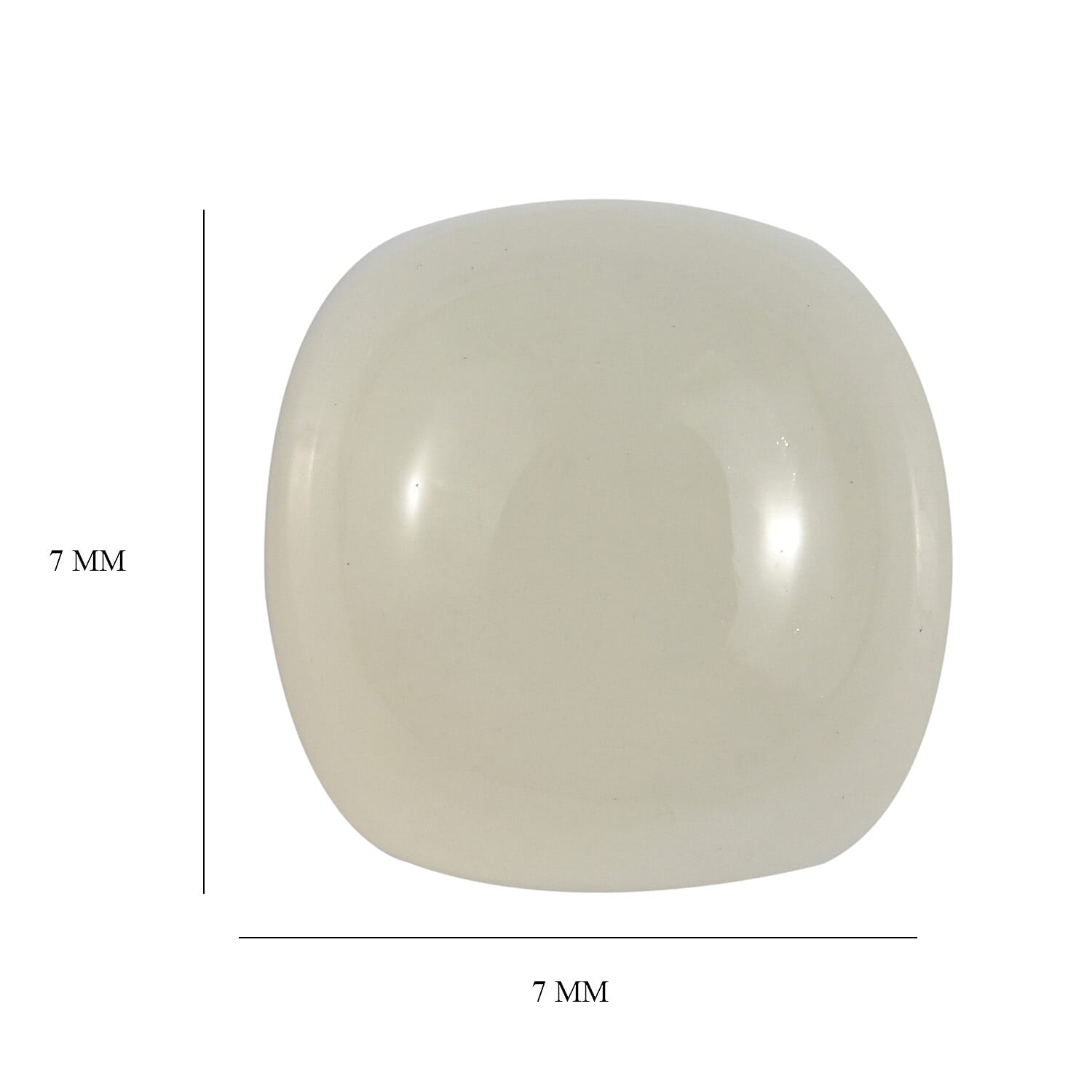 White Moonstone Cushion Cut 7X7 mm Gemstone, 0.97 Ct