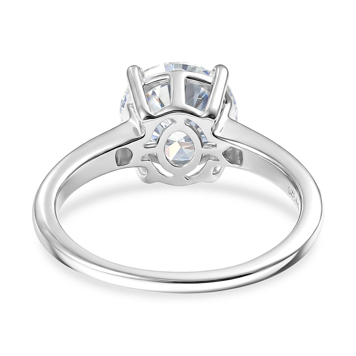 D'Joy Moissanite Solitaire Ring in Rhodium Overlay Sterling Silver  2.13 Ct.