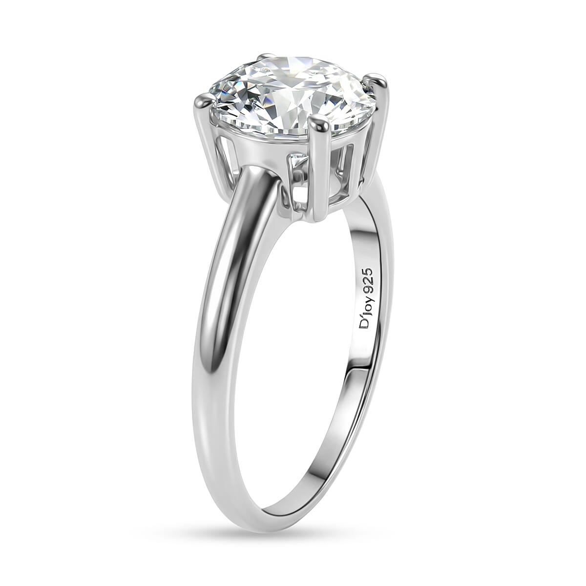 D'Joy Moissanite Solitaire Ring in Rhodium Overlay Sterling Silver  2.13 Ct.