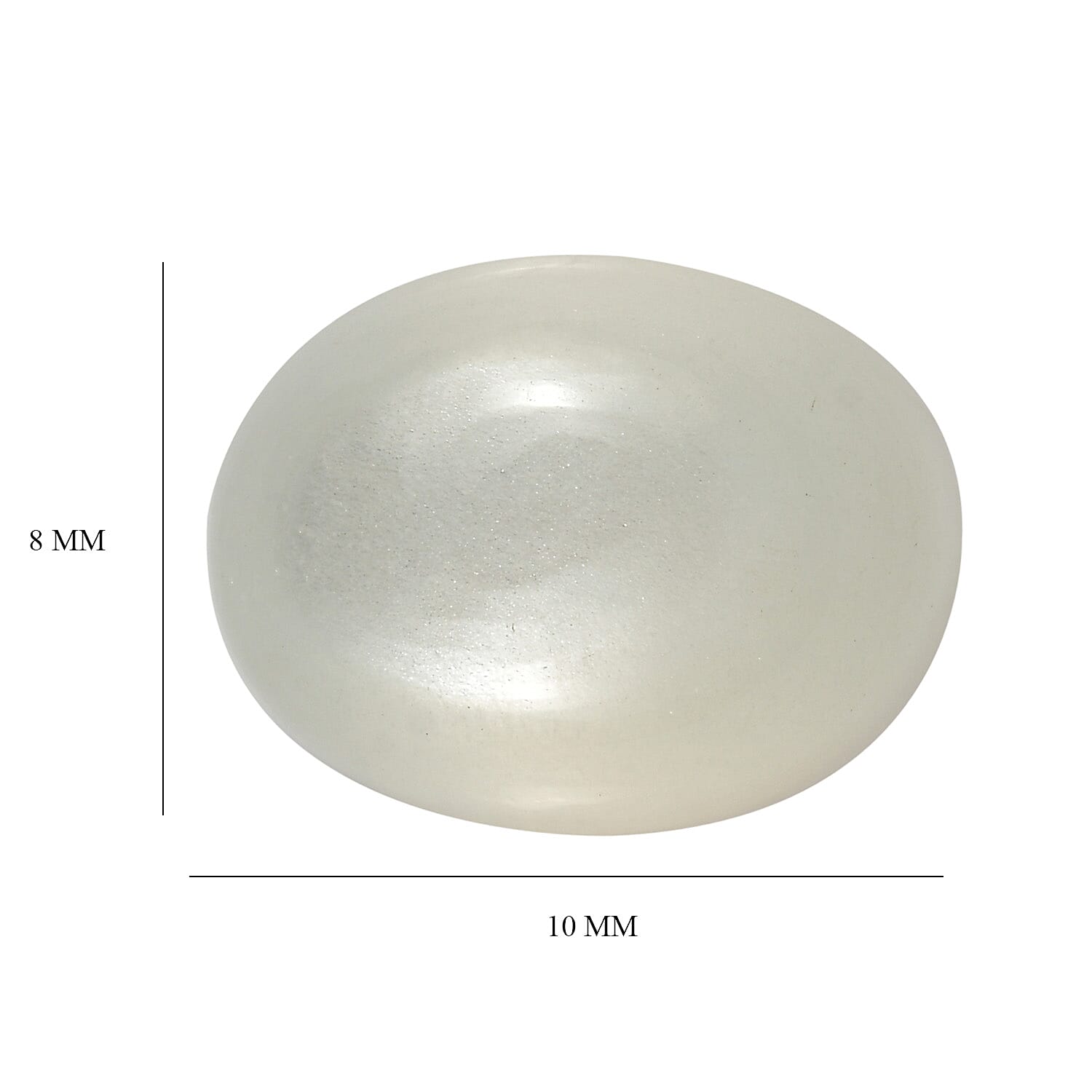 White Moonstone Oval Cut Cut 10X8 mm Gemstone, 3.08 Ct