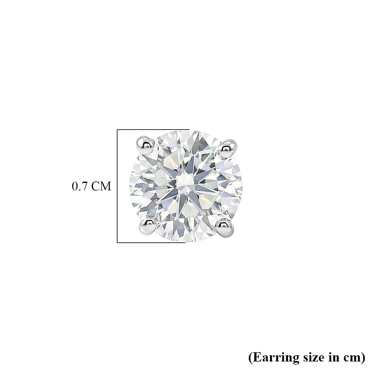 D'Joy Moissanite Solitaire Stud Push Post Earring in Rhodium Overlay Sterling Silver 2.00 Ct.