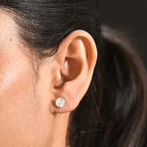 D'Joy Moissanite Solitaire Heart & Arrow Cut Stud Push Post Earring in 18K Vermeil Yellow Gold Plated Sterling Silver 2.00 Ct.