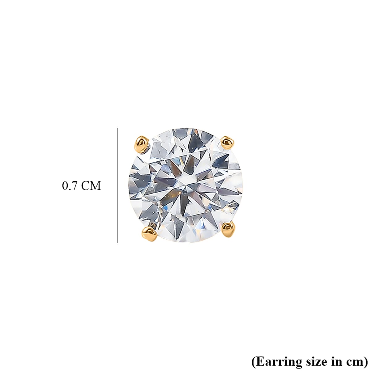 D'Joy Moissanite Solitaire Stud Push Post Earring in 18K Vermeil Yellow Gold Plated Sterling Silver 2.00 Ct.
