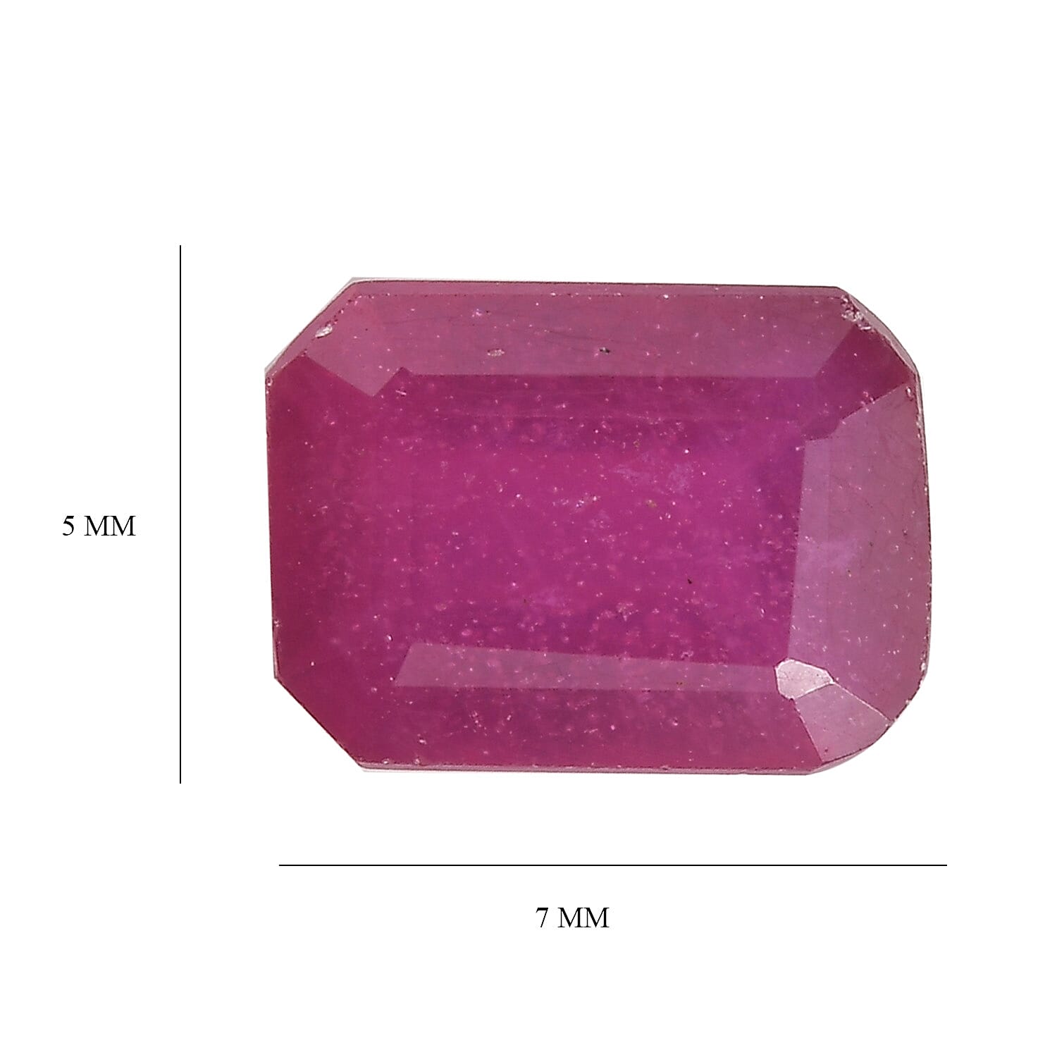 Fissure Filled Ruby Octagon 7X5 mm Gemstone, 1.30 Ct