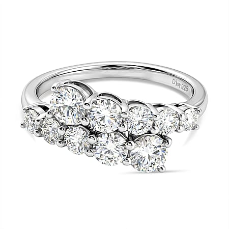 D'Joy Moissanite Bypass Ring in Platinum Overlay Sterling Silver  1.24 Ct.