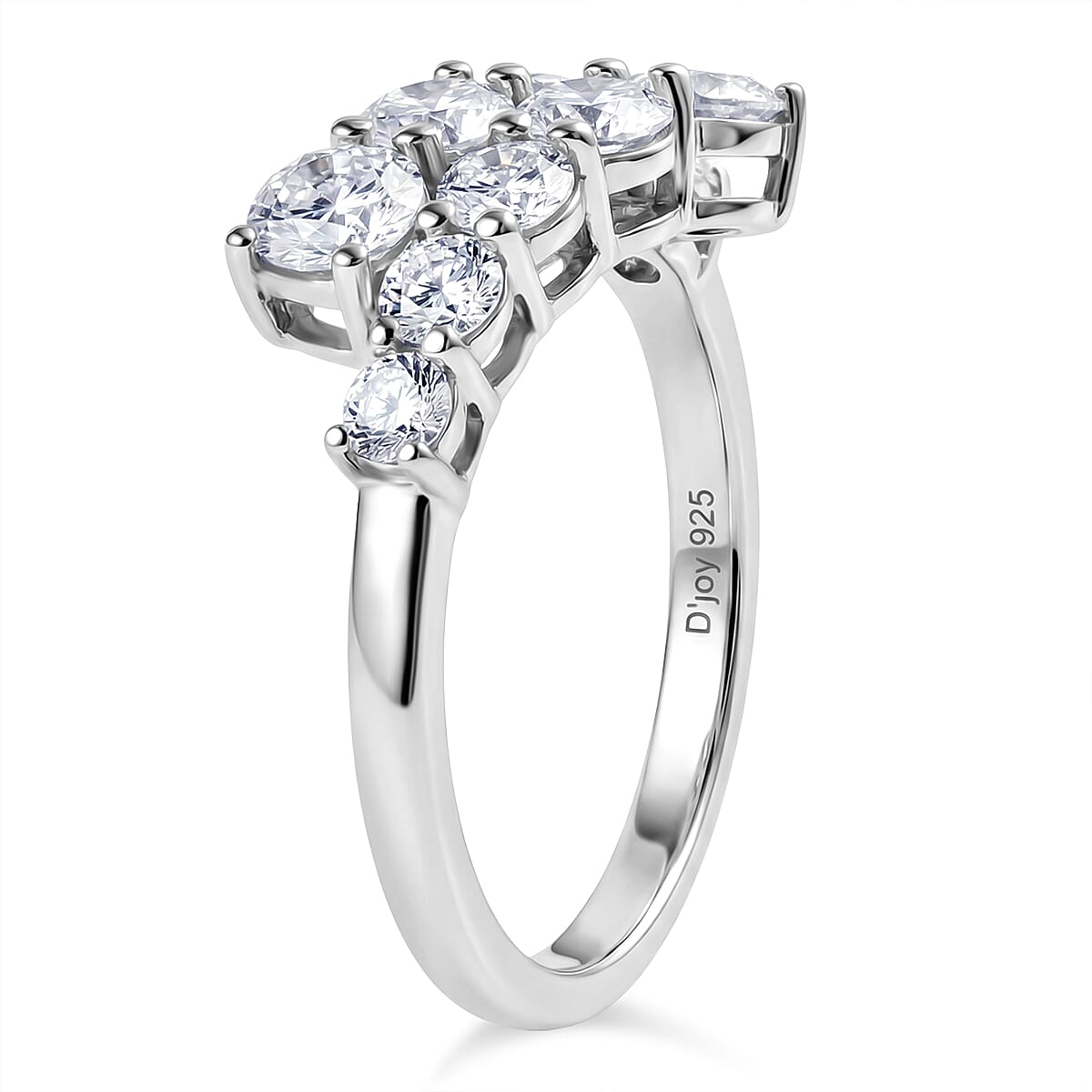 D'Joy Moissanite Bypass Ring in Platinum Overlay Sterling Silver  1.24 Ct.