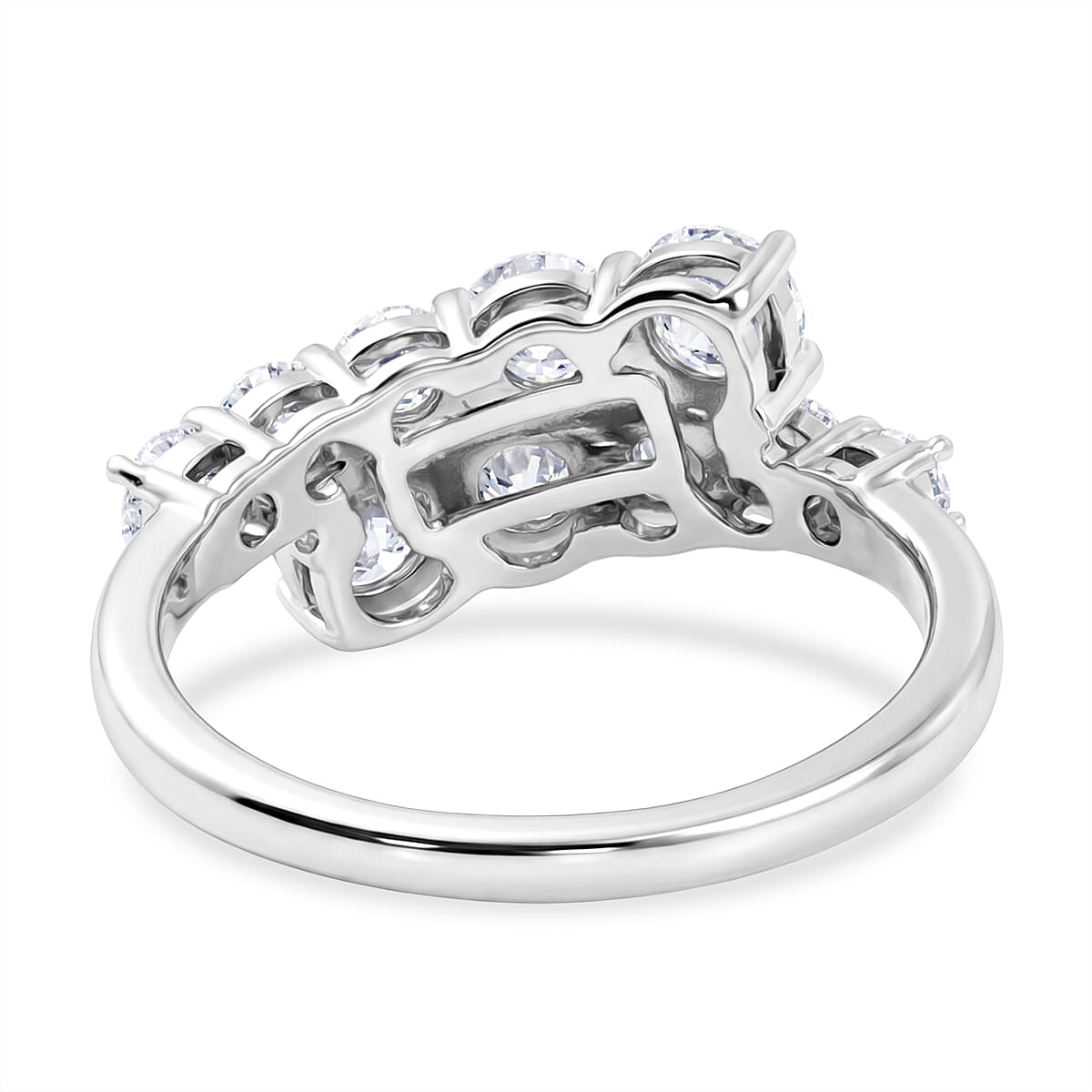 D'Joy Moissanite Bypass Ring in Platinum Overlay Sterling Silver  1.24 Ct.