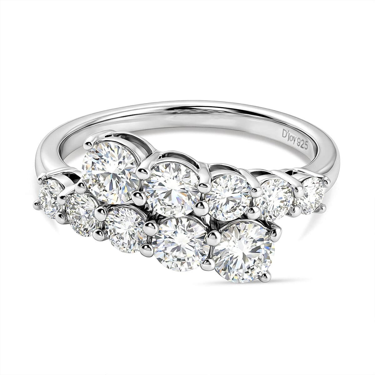 D'Joy Moissanite Bypass Ring in Sterling Silver