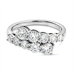 D'Joy Moissanite Bypass Ring in Sterling Silver