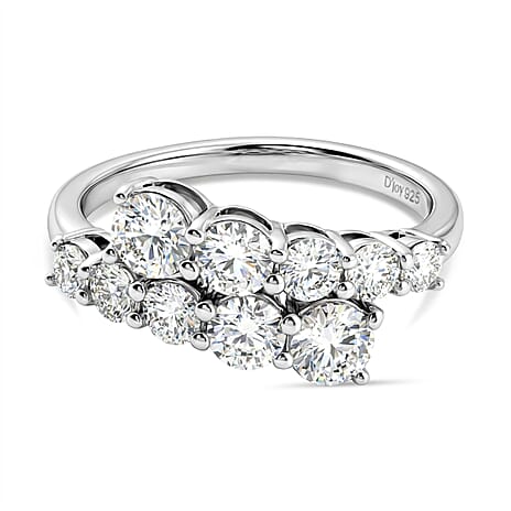 D'Joy Moissanite Bypass Ring in Platinum Overlay Sterling Silver  1.24 Ct.
