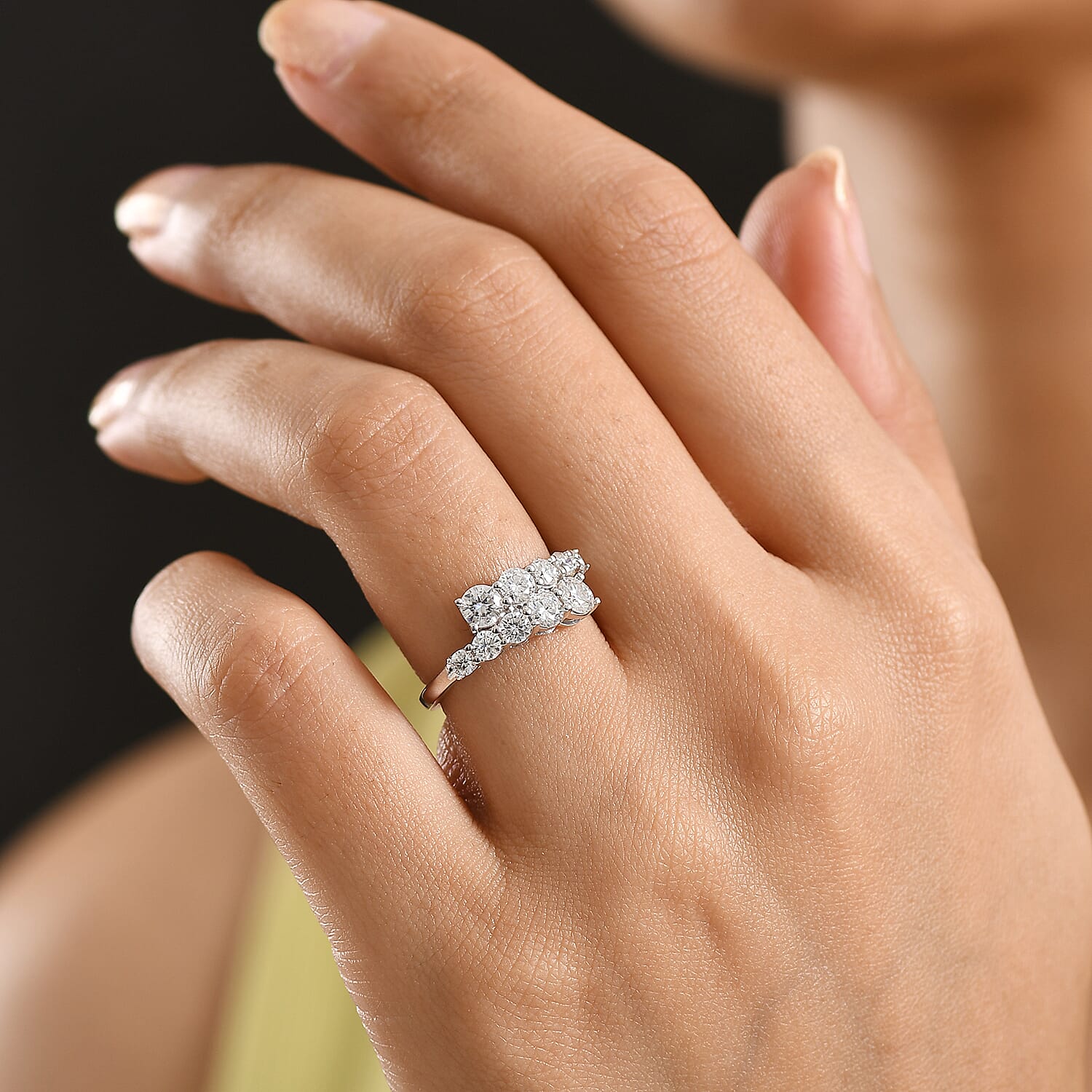 D'Joy Moissanite Bypass Ring in Sterling Silver