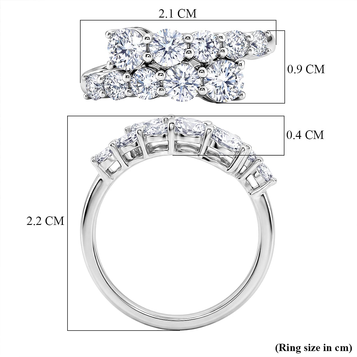 D'Joy Moissanite Bypass Ring in Sterling Silver