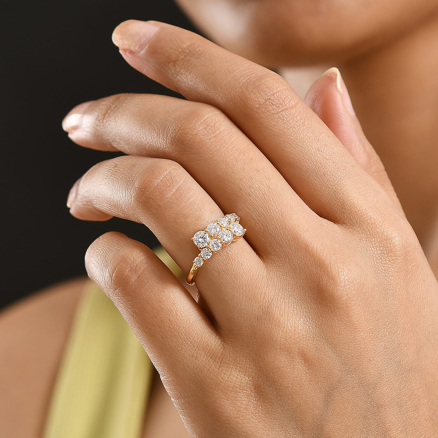 D'Joy Moissanite Bypass Ring in Sterling Silver