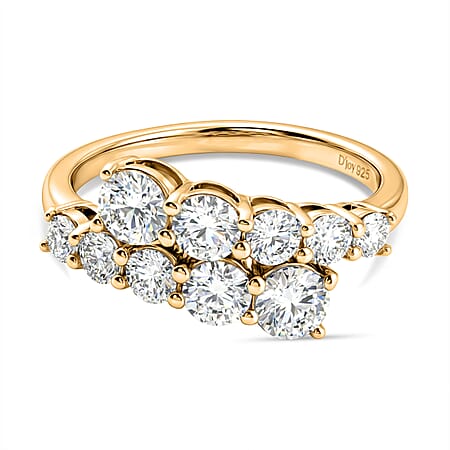 D'Joy Moissanite Bypass Ring in Yellow Gold Plated Sterling Silver 1.24 Ct. D'Joy Moissanite Bypass Ring in Yellow Gold Plated Sterling Silver 1.24 Ct.