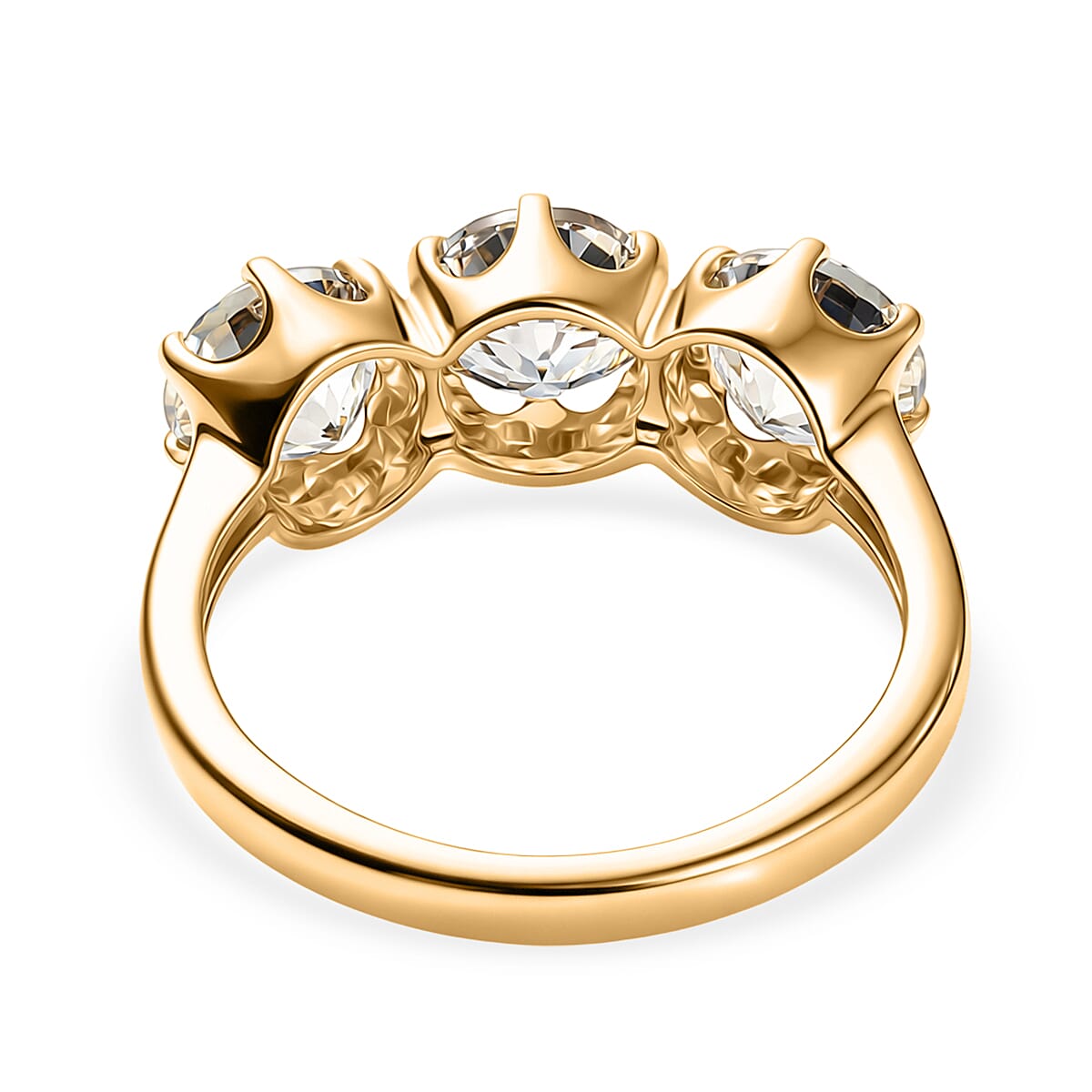 9K Yellow Gold AAA Natural Turkizite Trilogy Ring 3.10 Ct.