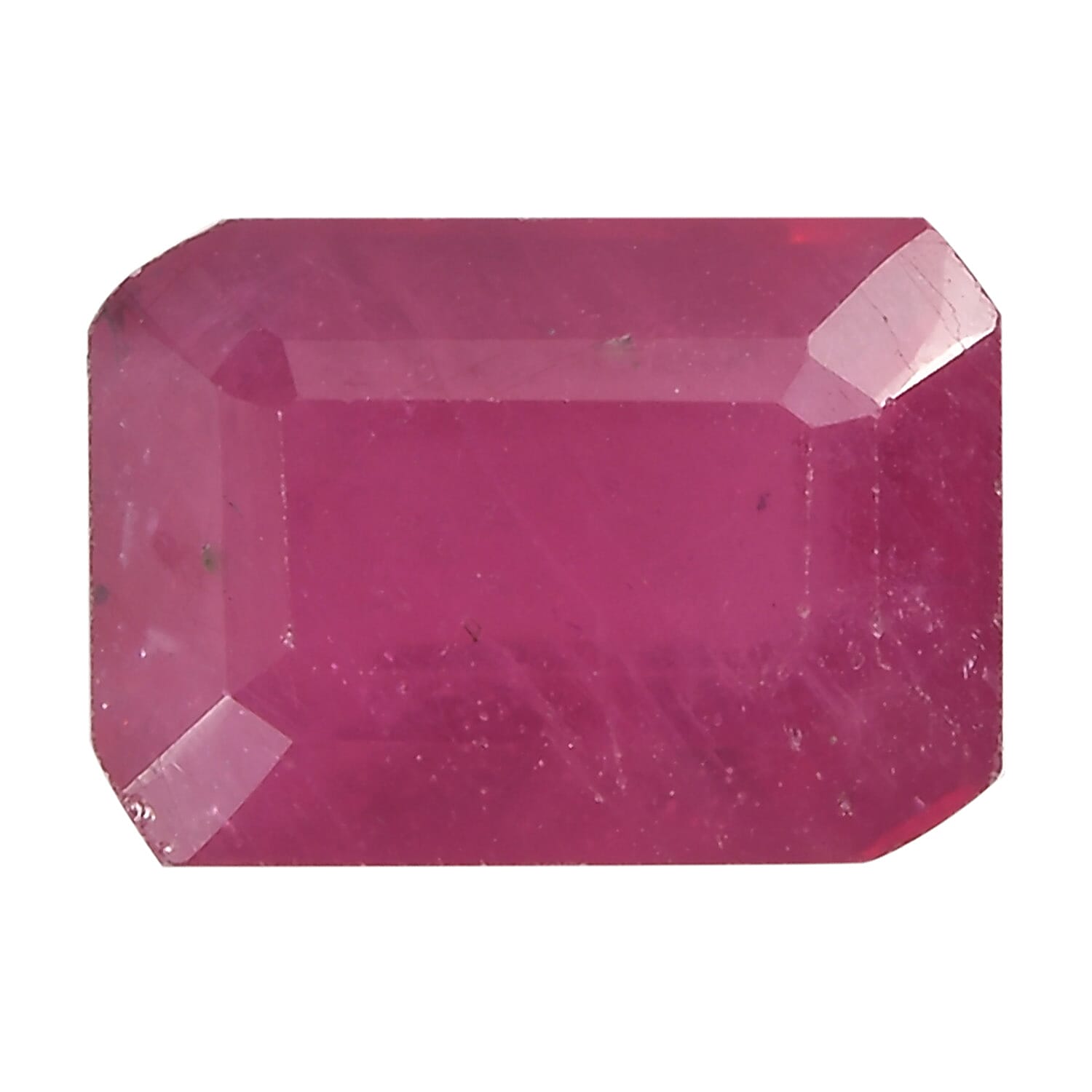 Fissure Filled Ruby Octagon 7X5 mm Gemstone, 1.38 Ct