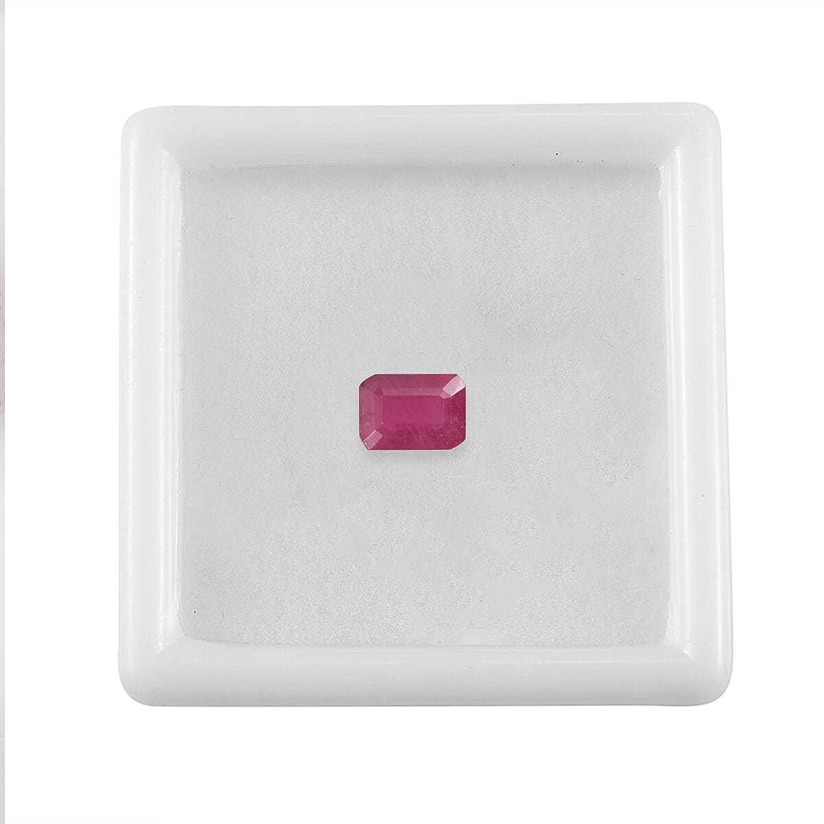 Fissure Filled Ruby Octagon 7X5 mm Gemstone, 1.38 Ct