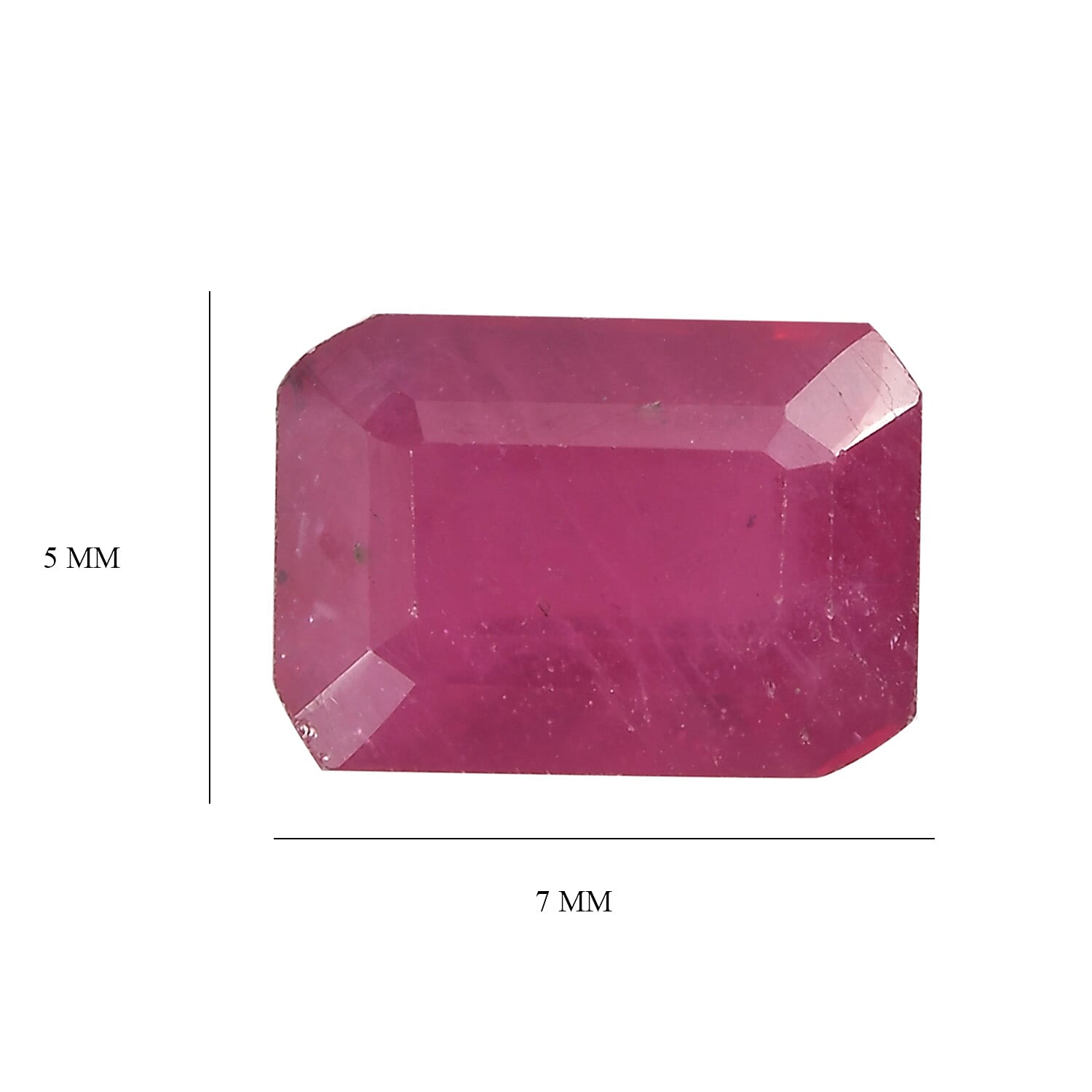 Fissure Filled Ruby Octagon 7X5 mm Gemstone, 1.38 Ct