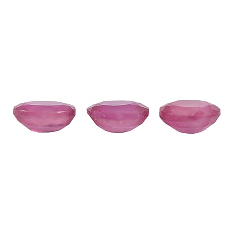 Set Of 3 Fissure Filled Ruby Oval Cut Cut 5X4 mm Gemstone, 1.68 Ct