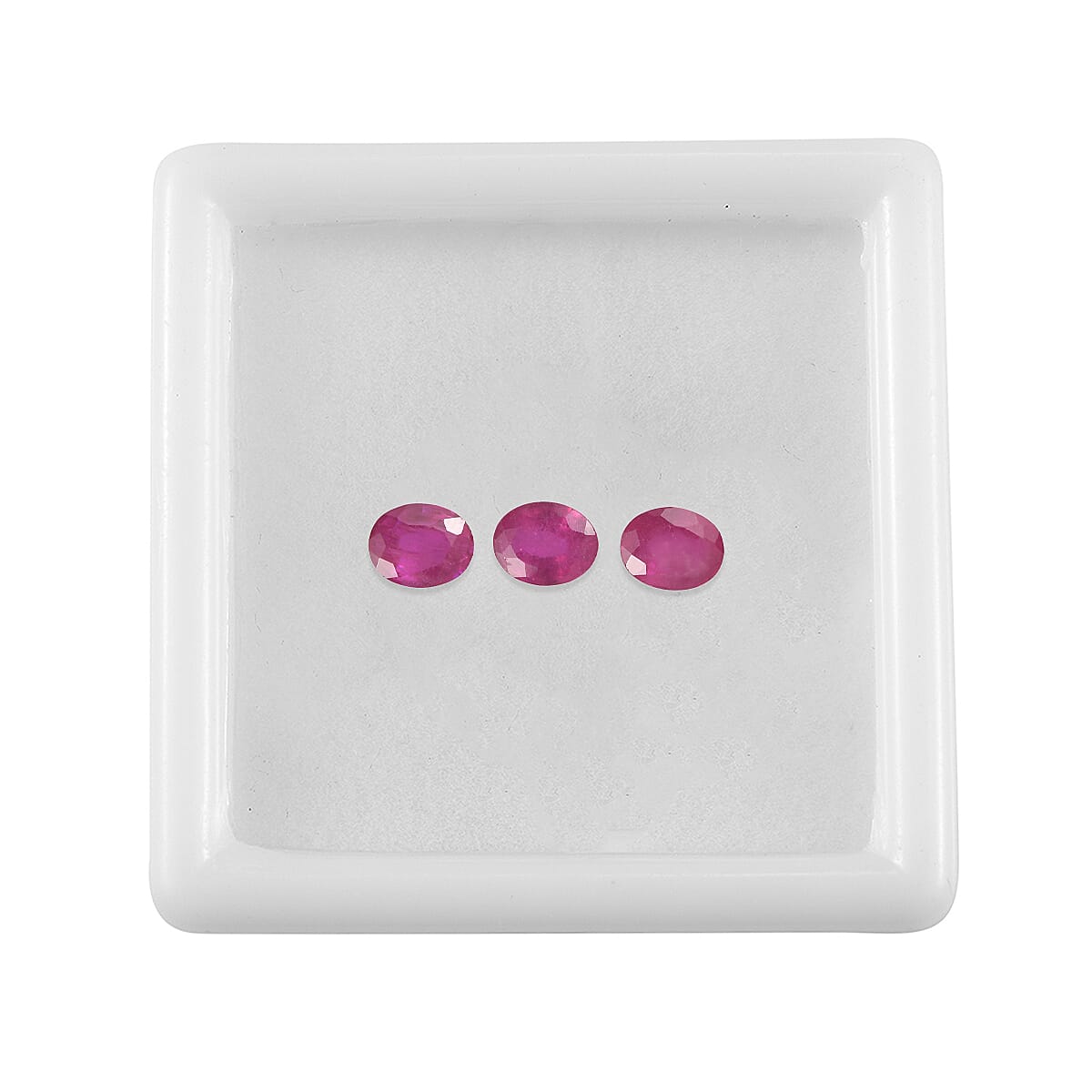 Set Of 3 Fissure Filled Ruby Oval Cut Cut 5X4 mm Gemstone, 1.68 Ct