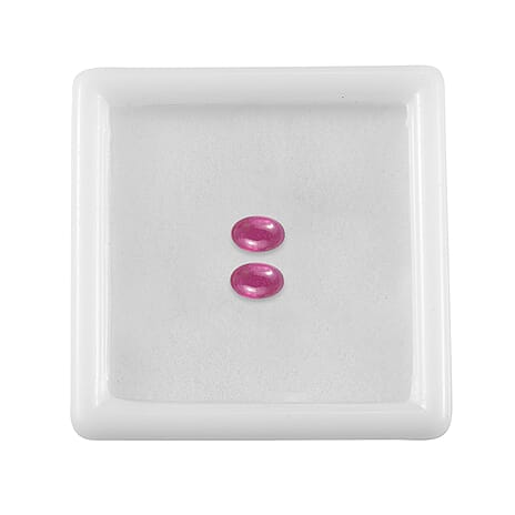 Set Of 2 Fissure Filled Ruby Oval Cut Cut 6X4 mm Gemstone, 1.34 Ct