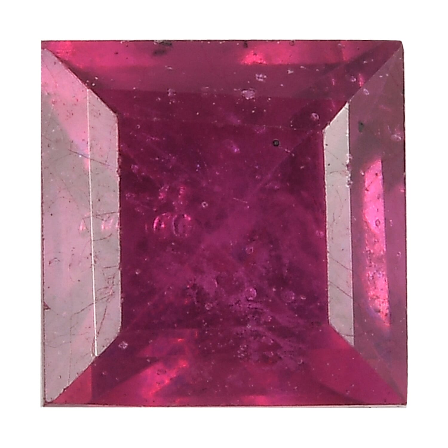 Fissure Filled Ruby Square 5 mm Gemstone, 0.90 Ct