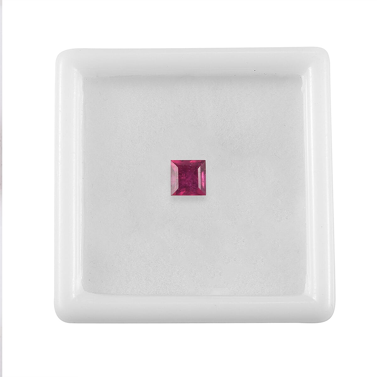 Fissure Filled Ruby Square 5 mm Gemstone, 0.90 Ct
