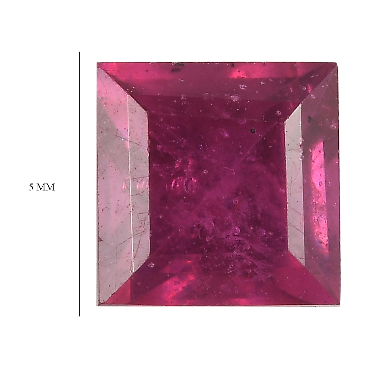 Fissure Filled Ruby Square 5 mm Gemstone, 0.90 Ct