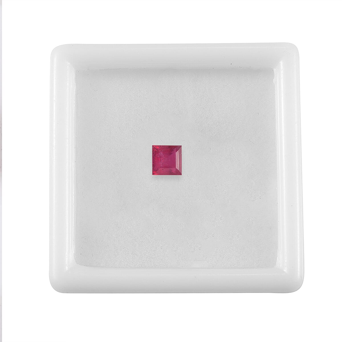 Fissure Filled Ruby Square 5 mm Gemstone, 0.90 Ct