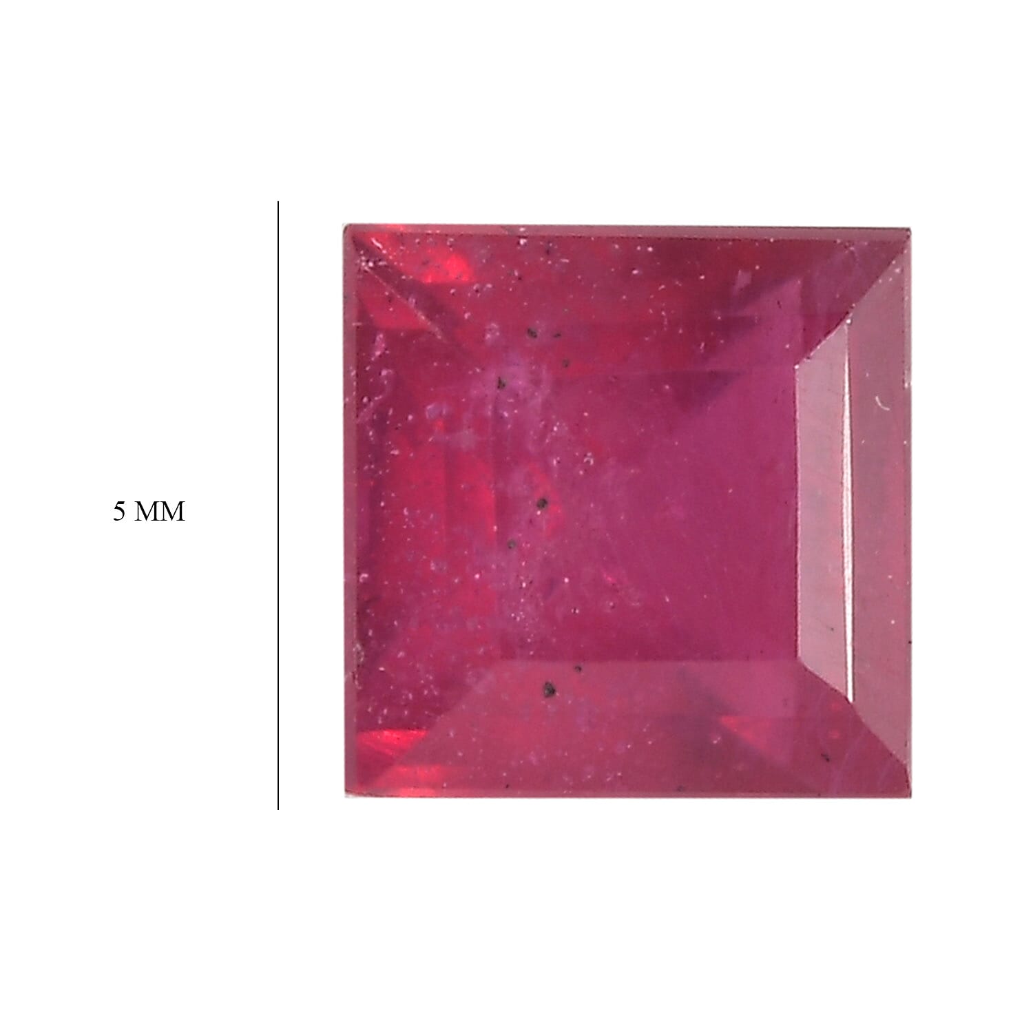 Fissure Filled Ruby Square 5 mm Gemstone, 0.90 Ct