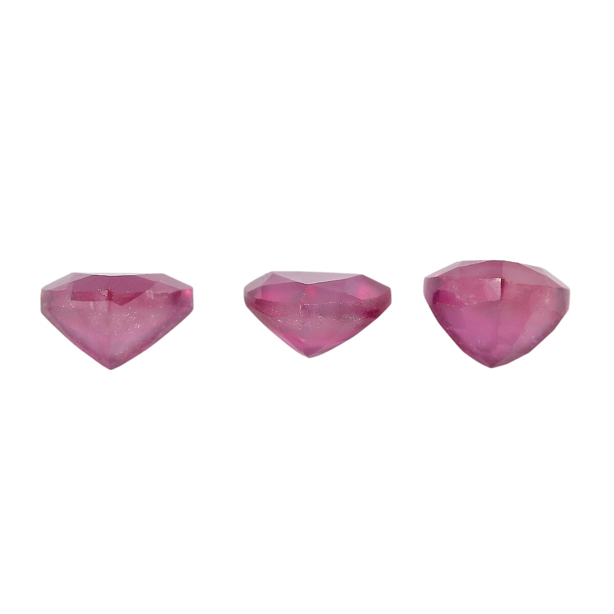 Set Of 3 Fissure Filled Ruby Trillion 4 mm Gemstone, 0.96 Ct
