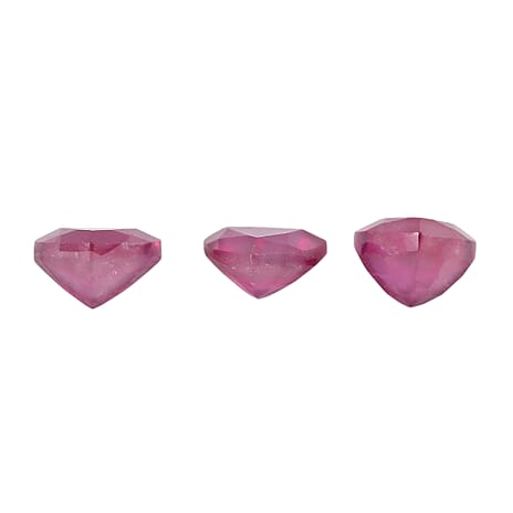 Set Of 3 Fissure Filled Ruby Trillion 4 mm Gemstone, 0.96 Ct