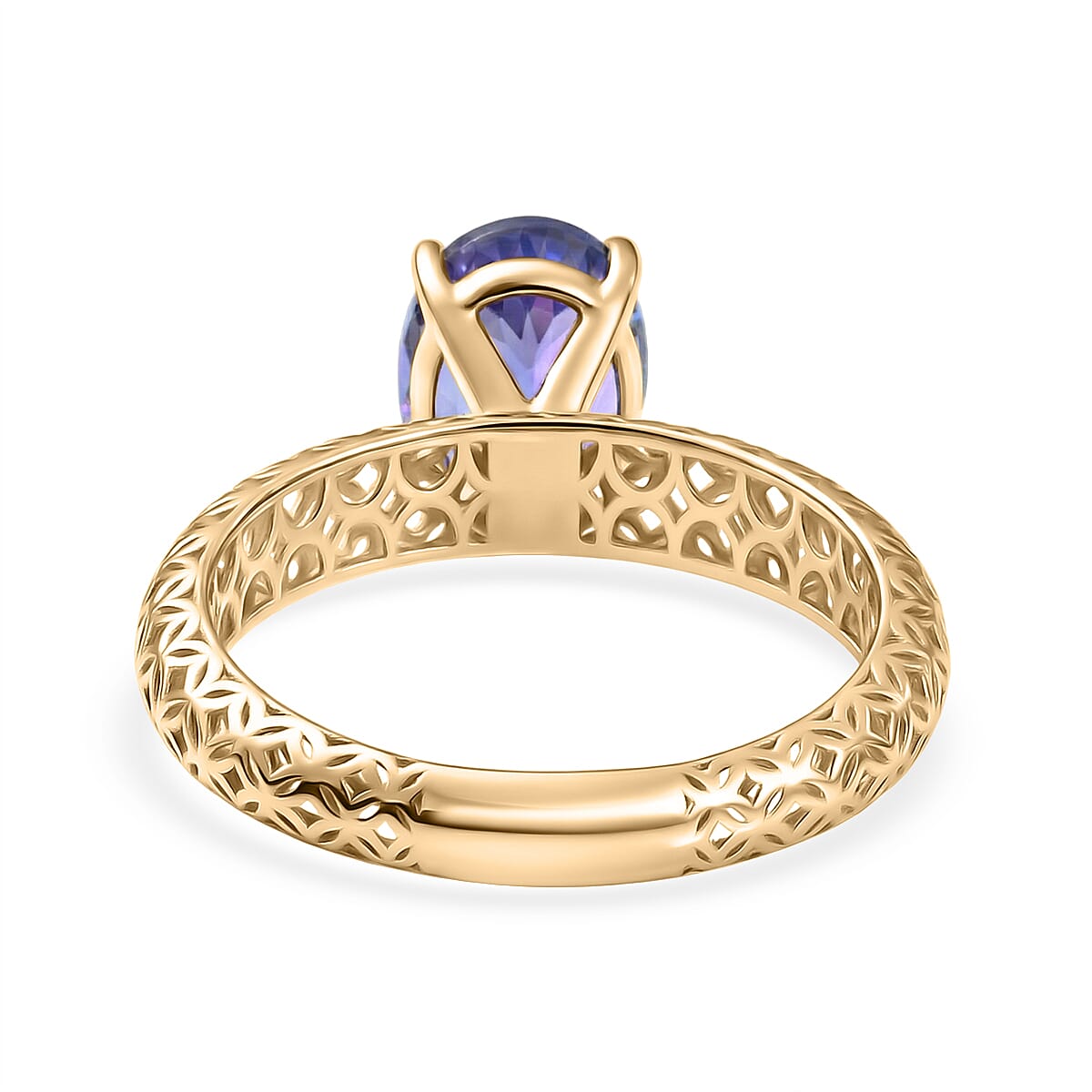The Legacy Collection - 9K Yellow Gold AAA Tanzanite Solitaire Handmade Mirage Ring 2.00 Ct.