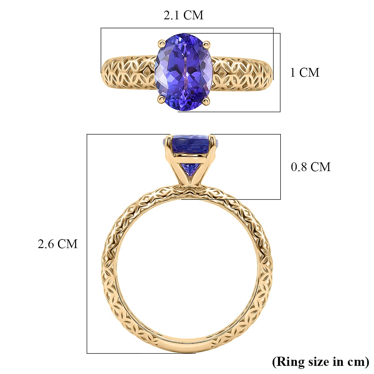 9K Yellow Gold Tanzanite Solitaire Ring 2.00 Ct.