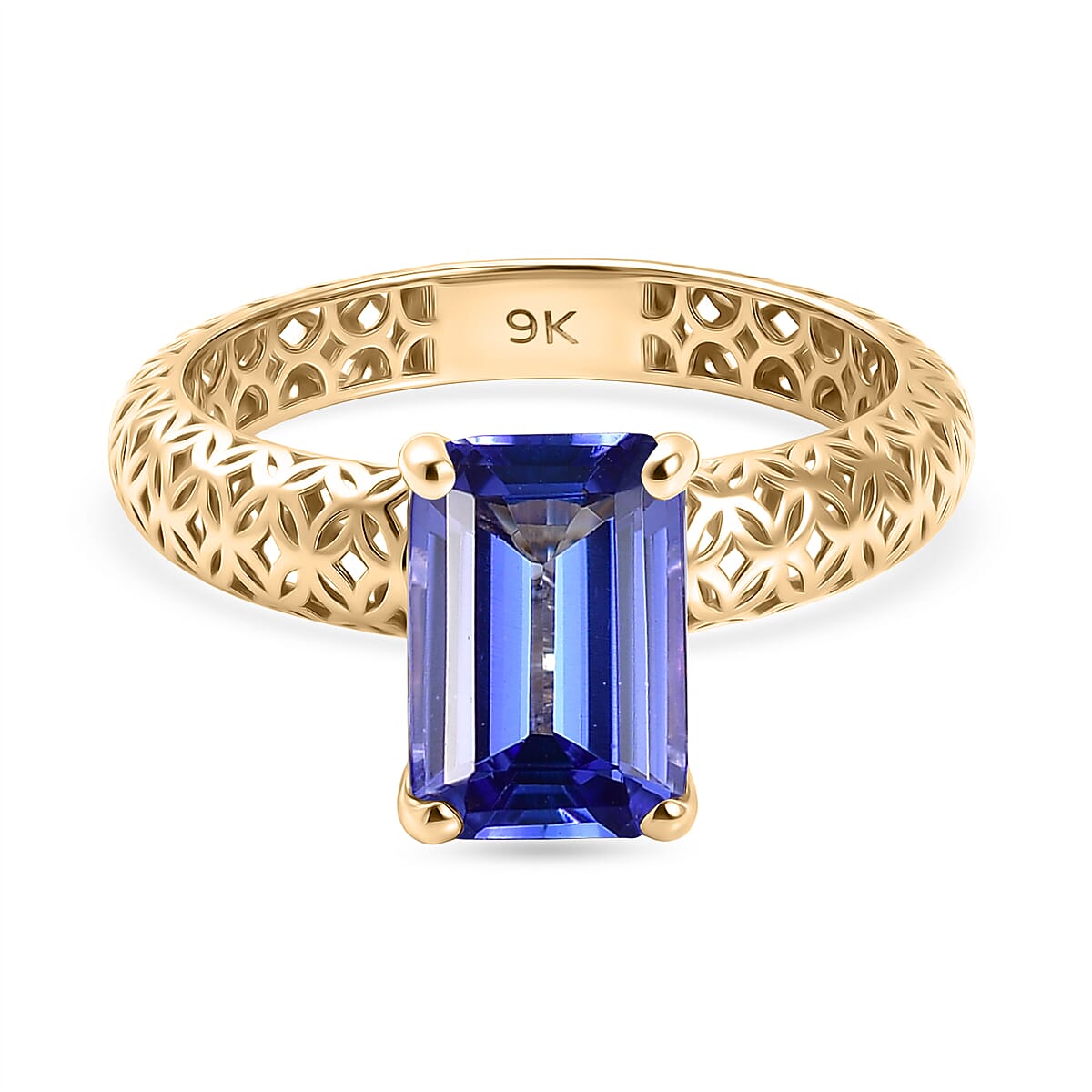 9K Yellow Gold Tanzanite Solitaire Ring 2.00 Ct.