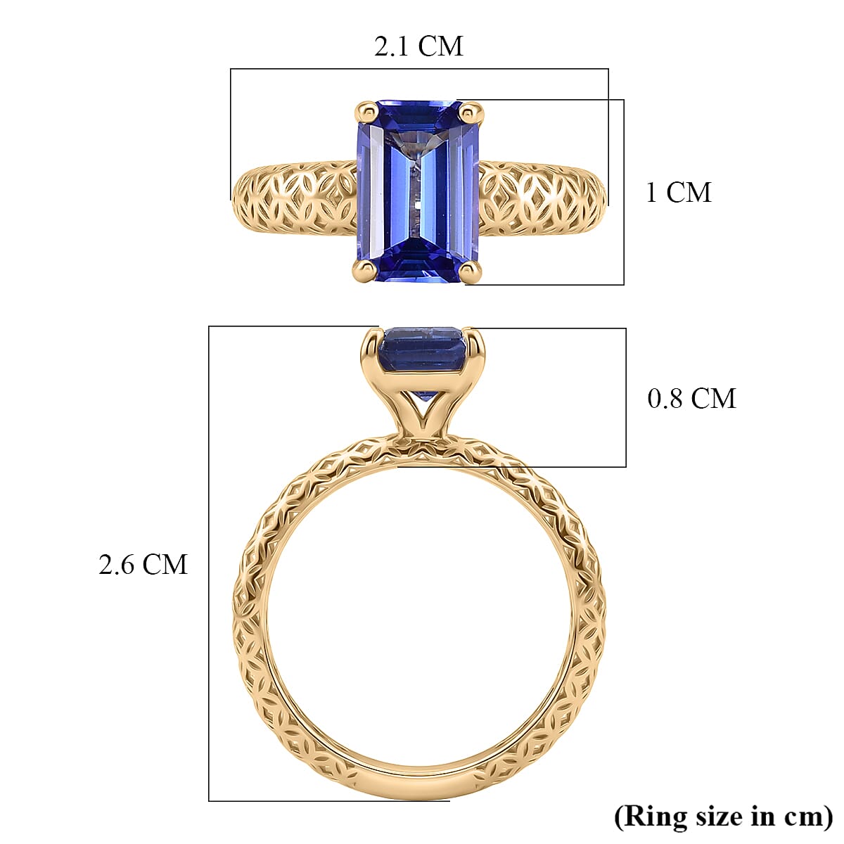 9K Yellow Gold Tanzanite Solitaire Ring 2.00 Ct.