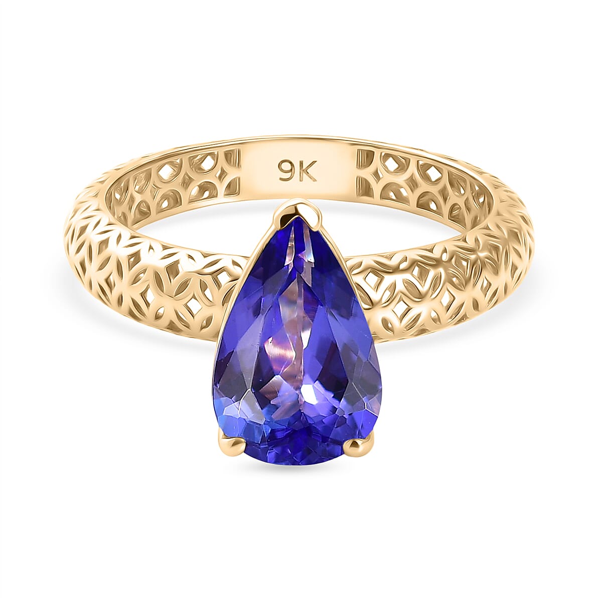 9K Yellow Gold Tanzanite Solitaire Ring 2.00 Ct.