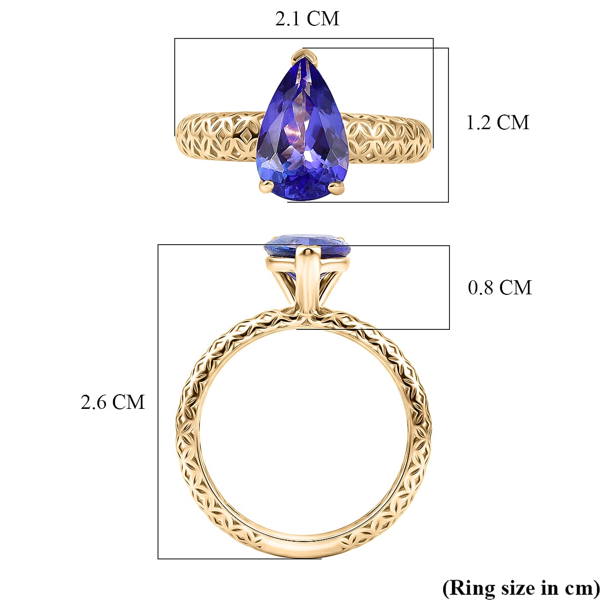 9K Yellow Gold Tanzanite Solitaire Ring 2.00 Ct.