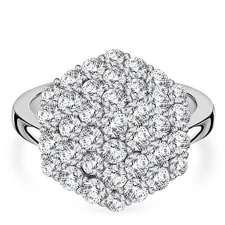 D'Joy Red Carpet Collection - Moissanite Cluster Ring in Rhodium Overlay Sterling Silver 3.30 Ct. D'Joy Red Carpet Collection - Moissanite Cluster Ring in Rhodium Overlay Sterling Silver 3.30 Ct.