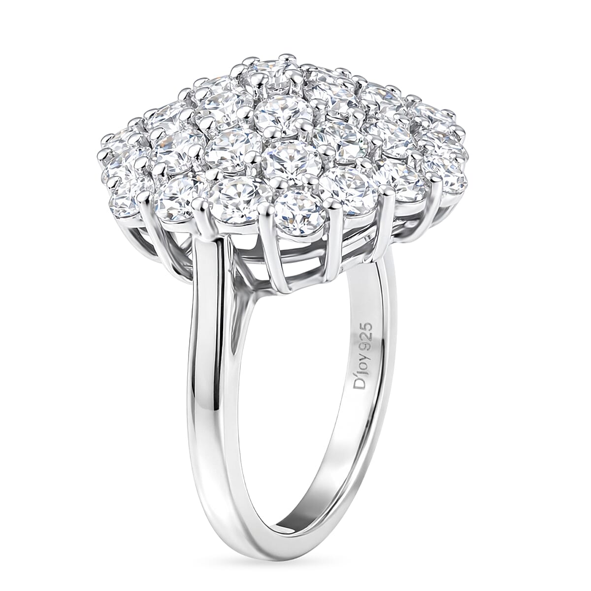 D'Joy Red Carpet Collection - Moissanite Cluster Ring in Rhodium Overlay Sterling Silver 3.30 Ct.