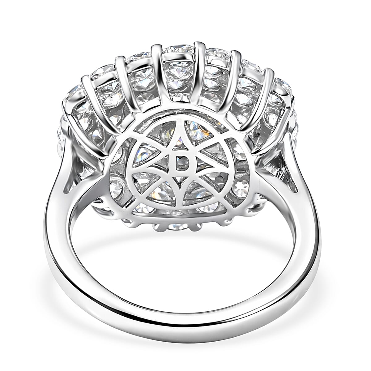 D'Joy Red Carpet Collection - Moissanite Cluster Ring in Rhodium Overlay Sterling Silver 3.30 Ct.