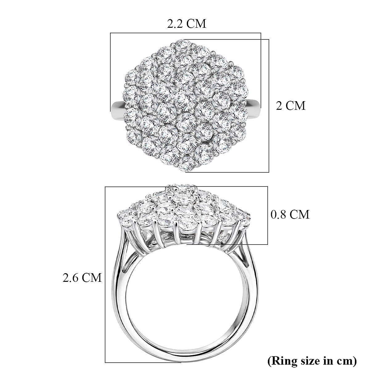 D'Joy Red Carpet Collection - Moissanite Cluster Ring in Rhodium Overlay Sterling Silver 3.30 Ct.