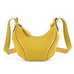 Genuine Leather 2-in-1 Slouchy Crescent Hobo & Convertible Crossbody Shoulder Bag - Yellow