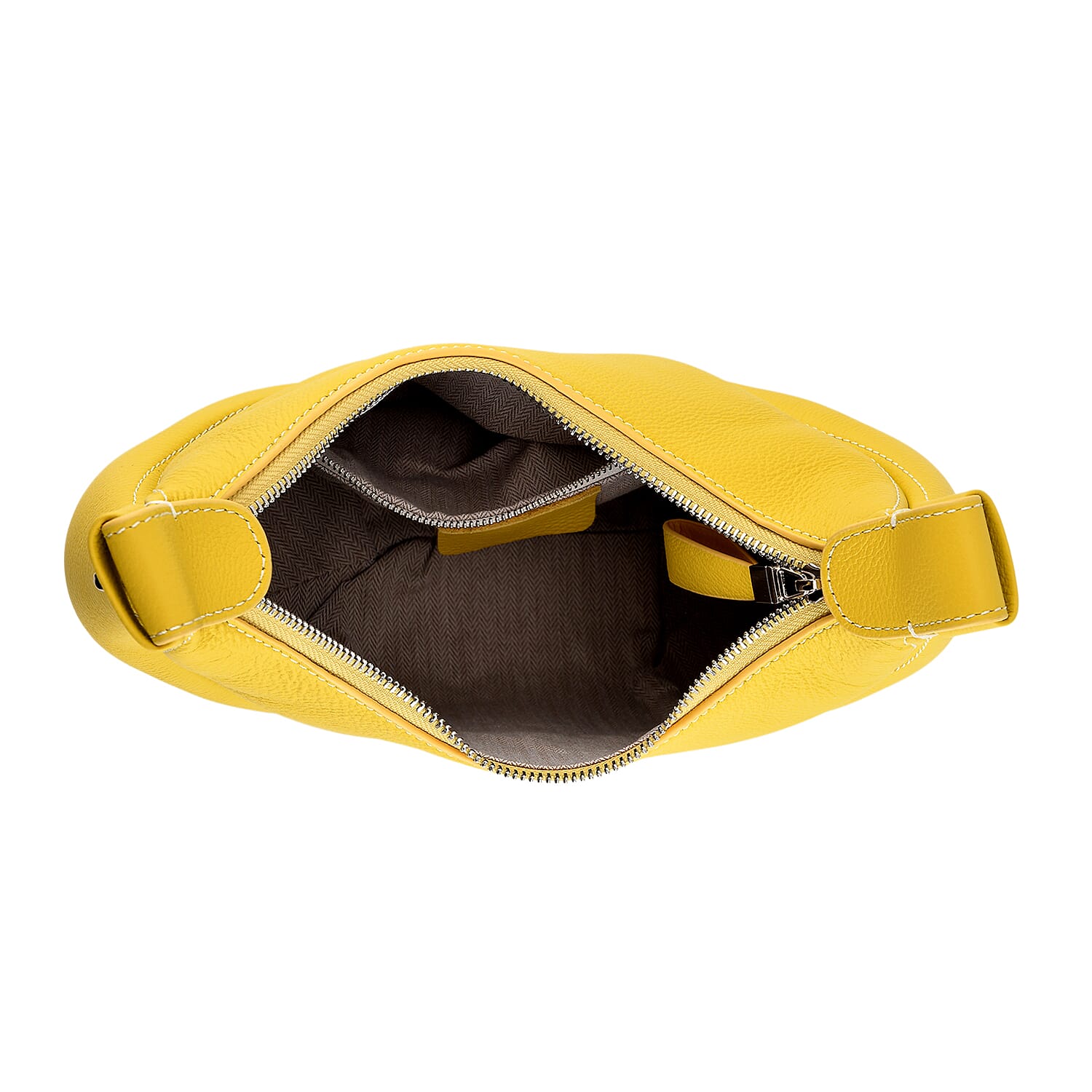 Genuine Leather 2-in-1 Slouchy Crescent Hobo & Convertible Crossbody Shoulder Bag - Yellow