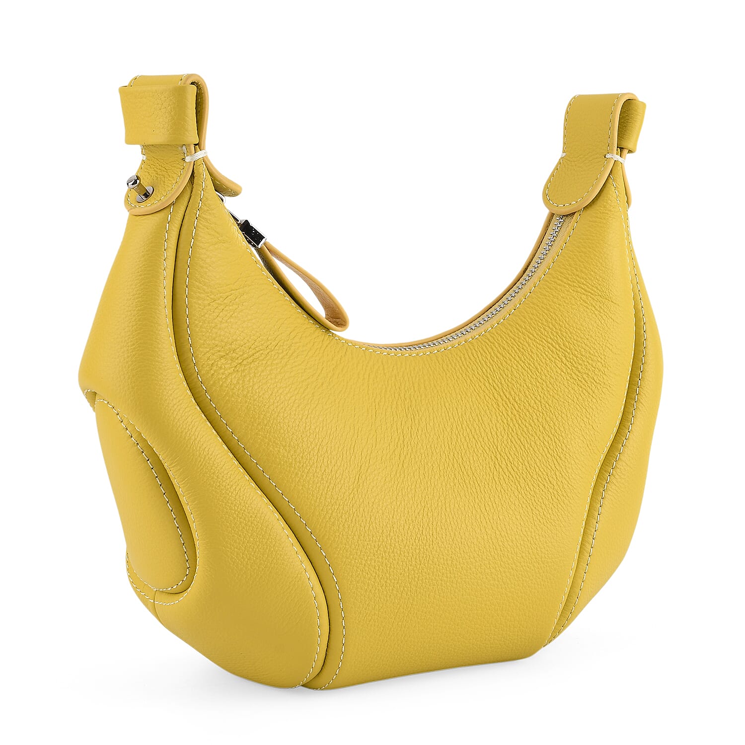 Genuine Leather 2-in-1 Slouchy Crescent Hobo & Convertible Crossbody Shoulder Bag - Yellow