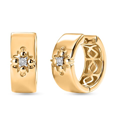 EverTrue - White Diamond Full Hoop Earring in Yellow Gold Tone