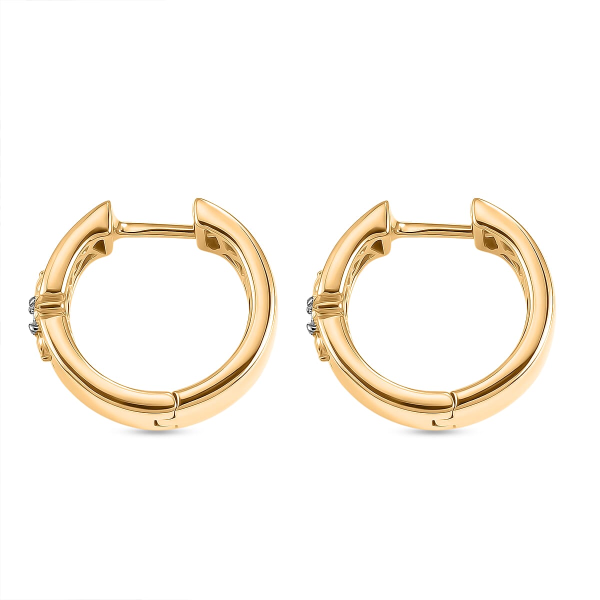 EverTrue - White Diamond Full Hoop Earring in Yellow Gold Tone