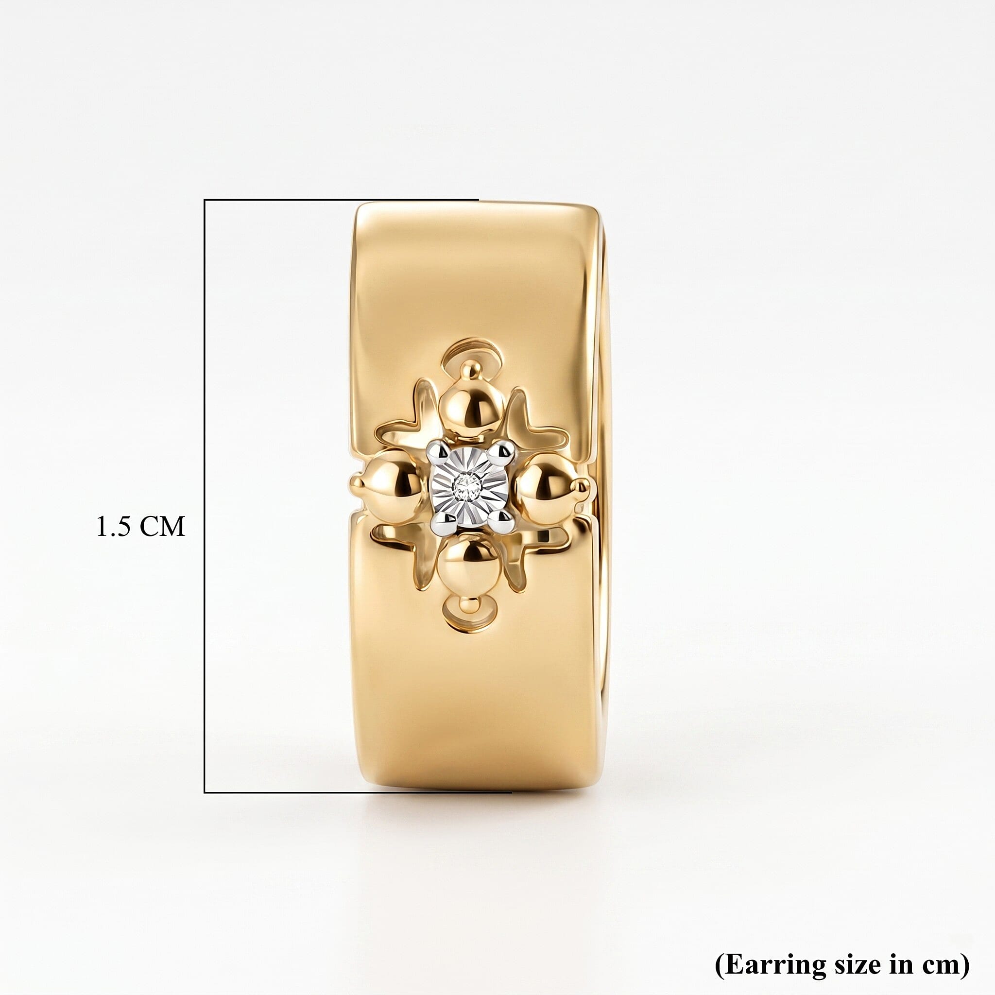 EverTrue - White Diamond Hoop Earring in Yellow Gold Tone